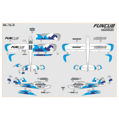 Multiplex Blue Decal Sheet, FunCub NG, Clearance