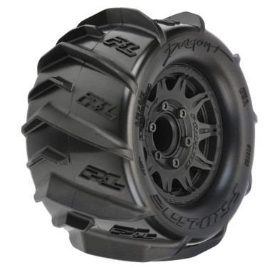 Proline Dumont 2.8in Sand/Snow Tyres Mounted on Raid Black Wheels, F/R, PR10193-10, Clearance