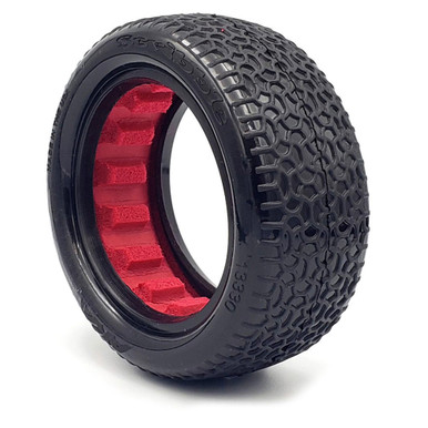 AKA 1/10 Scribble 4WD Front Soft Long Wear Buggy Tyres with Red Inserts, 2pcs