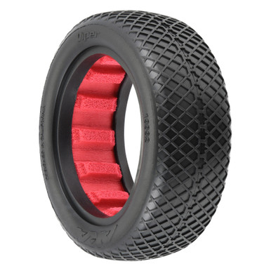 AKA 1/10 Viper 4WD Front Medium Soft Buggy Tyres with Red Inserts, 2pcs