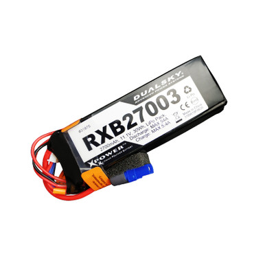 Dualsky 2700mah 3S 11.1v 20C LiPo Receiver Battery with Dual JR and XT60 Connector