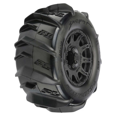 Proline Dumont 3.8in Paddle Tyres Mounted on Raid Black Wheels, 17mm Hex, F/R, PR10192-10