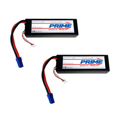 Prime RC 5200mAh 2S 7.4v 50C Hard Case LiPo Battery with EC5 Connectors, 2 Pack Combo for 4S Cars