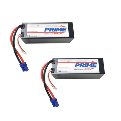 Prime RC 5200mAh 4S 14.8v 50C Hard Case LiPo Battery with EC5 Connector, 2 Pack Combo for 8S Cars