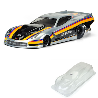 Proline 1/10 Chevrolet Corvette C7 Pro Mod Clear Body suit Losi No Prep and Traxxas Drag Car