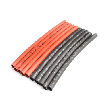 TRC 4mm PE heat shrink red & black, 10cm long, 5sets/bag
