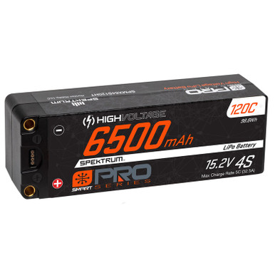 Spektrum 6500mAh 4S 15.2V 120c Smart Pro Race HV LiPo Battery with 5mm Bullet Connectors
