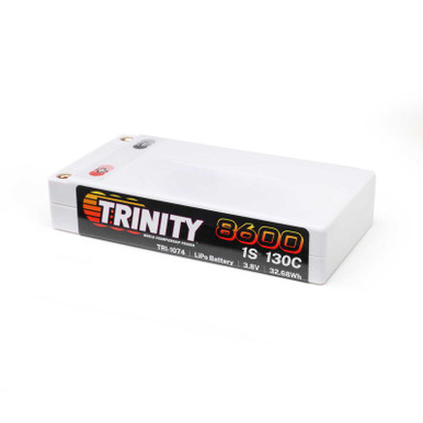 Trinity Racing 8600mah 1S 3.8V 130C Shorty LiPo Battery with 5mm Bullet Connectors