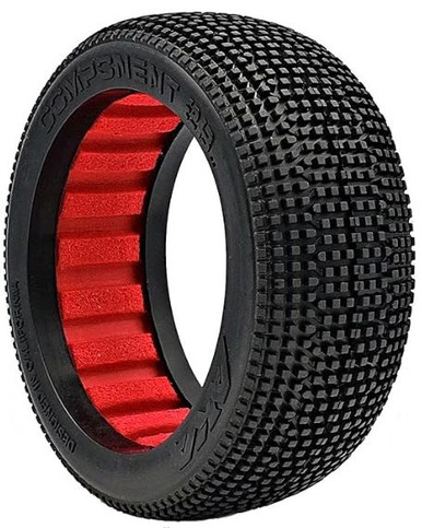 AKA Component 2AB 1/8 Super Soft Buggy Tyres with Red Inserts, 2pcs