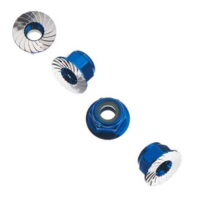 Axial Nylon Lock Nut, M4, Serrated, Blue, 4 Pieces, AXA1046
