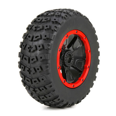 Losi Left and Right Tire (1ea), Premounted, 1,5 4wd DB XL