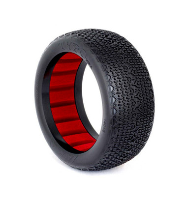 AKA Typo 1/8 Super Soft Long Wear Buggy Tyres with Red Inserts, 2pcs