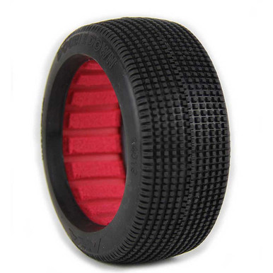 AKA Double Down 1/8 Soft Long Wear Buggy Tyres with Red Inserts, 2pcs