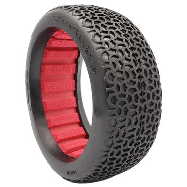 AKA Scribble 1/8 Clay Buggy Tyres with Red Inserts, 2pcs
