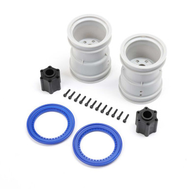 Losi 2.6in Blue Wheels with Beadlock Ring, 2pcs, LMT 2.0