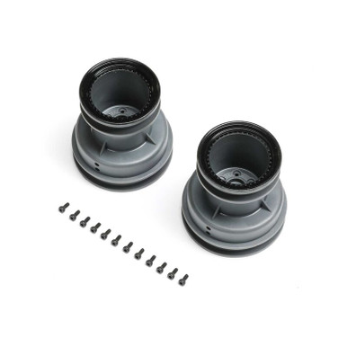 Losi MT Wheel, Black Beadlock, Lt Grey, 2pcs, Mini LMT Megalodon