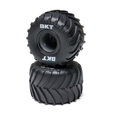 Losi MT Tires, Black Beadlock, Premount, 2pcs, Mini LMT Megalodon
