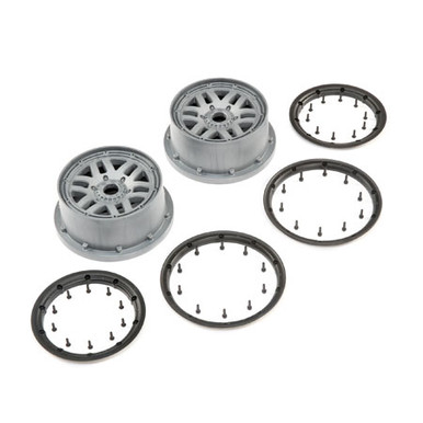 Losi Wheel and Beadlock Set, Grey (2), 5ive-T 2.0