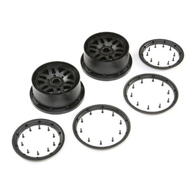 Losi Wheel and Beadlock Set, Black (2), 5ive-T 2.0