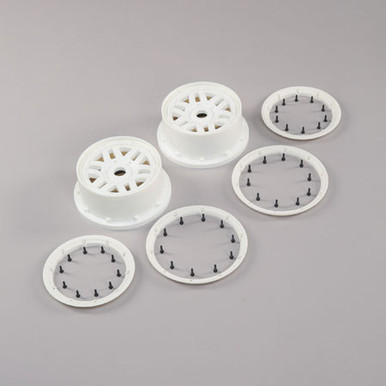 Losi Wheel and Beadlock Set, White (2), 5ive-T 2.0