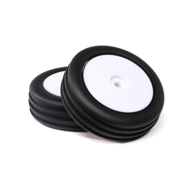 Losi Wide Body Rib Front Tyres Mounted on White Rims, 2pcs, Mini-B