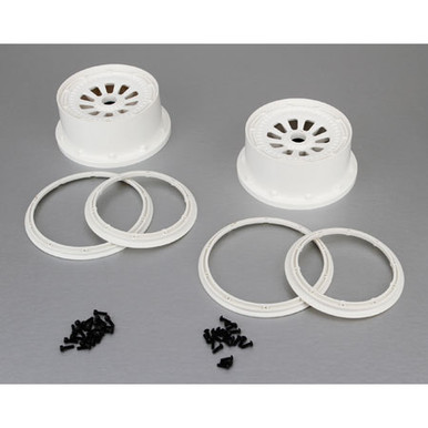 Losi Wheel and Beadlock Set (2), White, 5ive-T