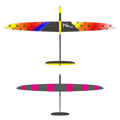 NG2M NEXT G2 Composite 2 Metre F5J V-Tail EP Glider, Neon Colour Scheme