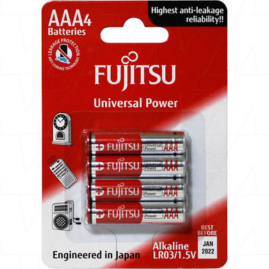 Fujitsu Alkaline AAA Batteries, 4 Pack