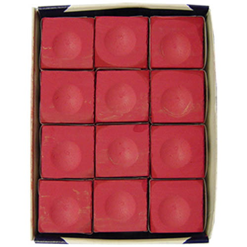 Red Silver Cup Pool Stick Chalk, 12 pc. Box