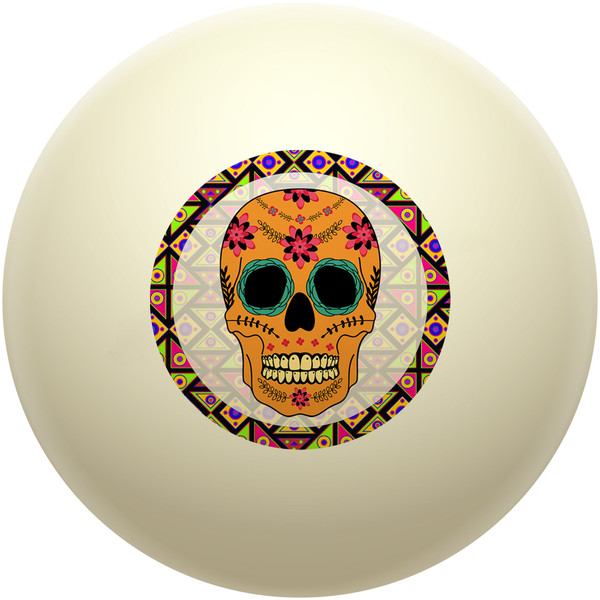 Sugar Skull Orange Cue Ball