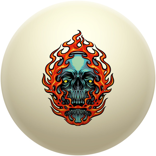 Flaming Skull Cue Ball