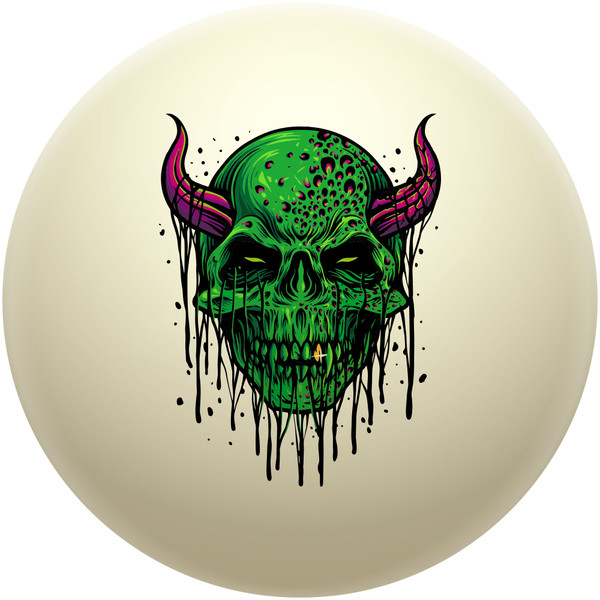 Oozing Horned Goblin Skull Cue Ball