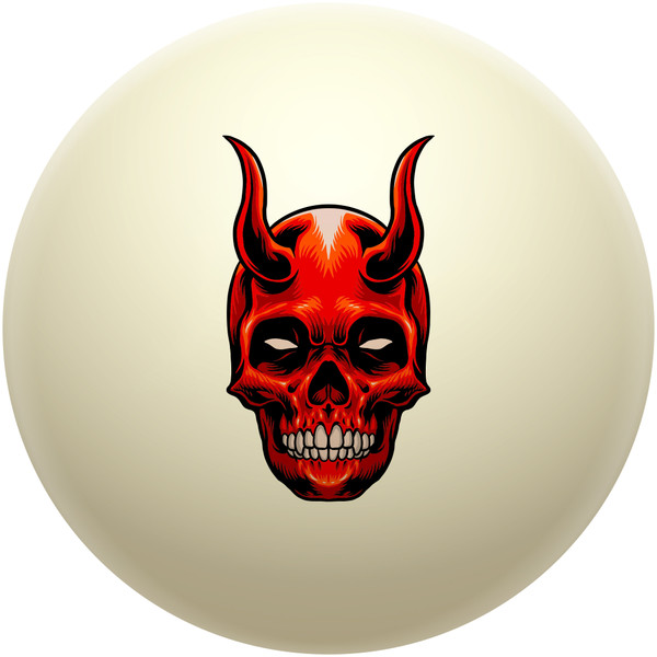 Horned Red Skull Cue Ball