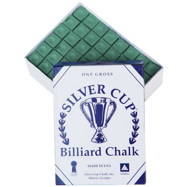 144 pc. Box (1 gross) Silver Cup Green Pool Cue Chalk