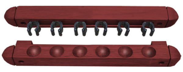 Two Piece Mahogany Roman Style Wall Rack for 6 Cues