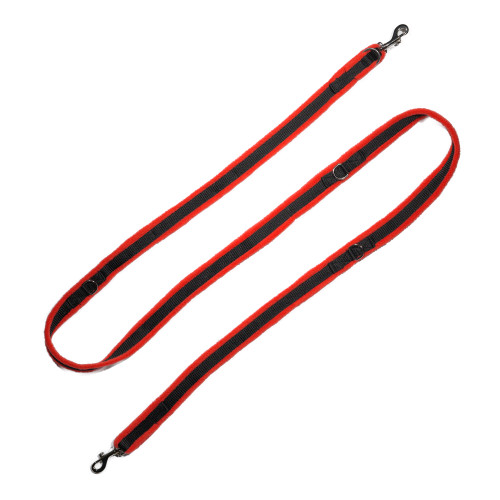 Perfect Fit Harness double ended fleece leash in red