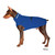 Red Doberman dog wearing the Chilly Sweater in Navy.