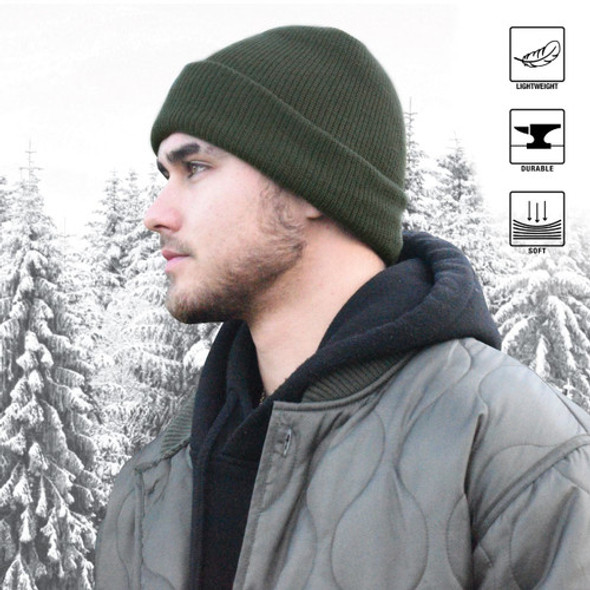 U.S. Made Army Wool Watch Cap, Olive Green U.S. Made Army Wool Watch Cap, Olive Green