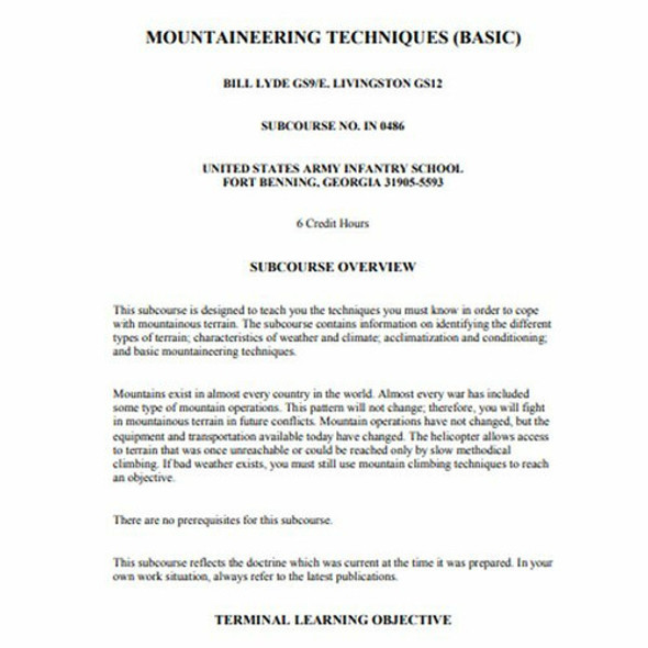 Army Basic Mountaineering Techniques Free Download