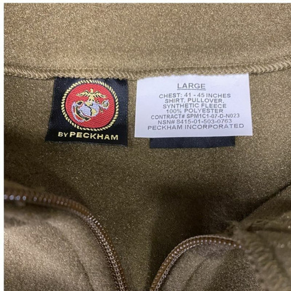 USMC Issue Coyote PolarTec Fleece Pullover 1/4 Zip, Used USMC Issue Coyote PolarTec Fleece Pullover 1/4 Zip, Used
