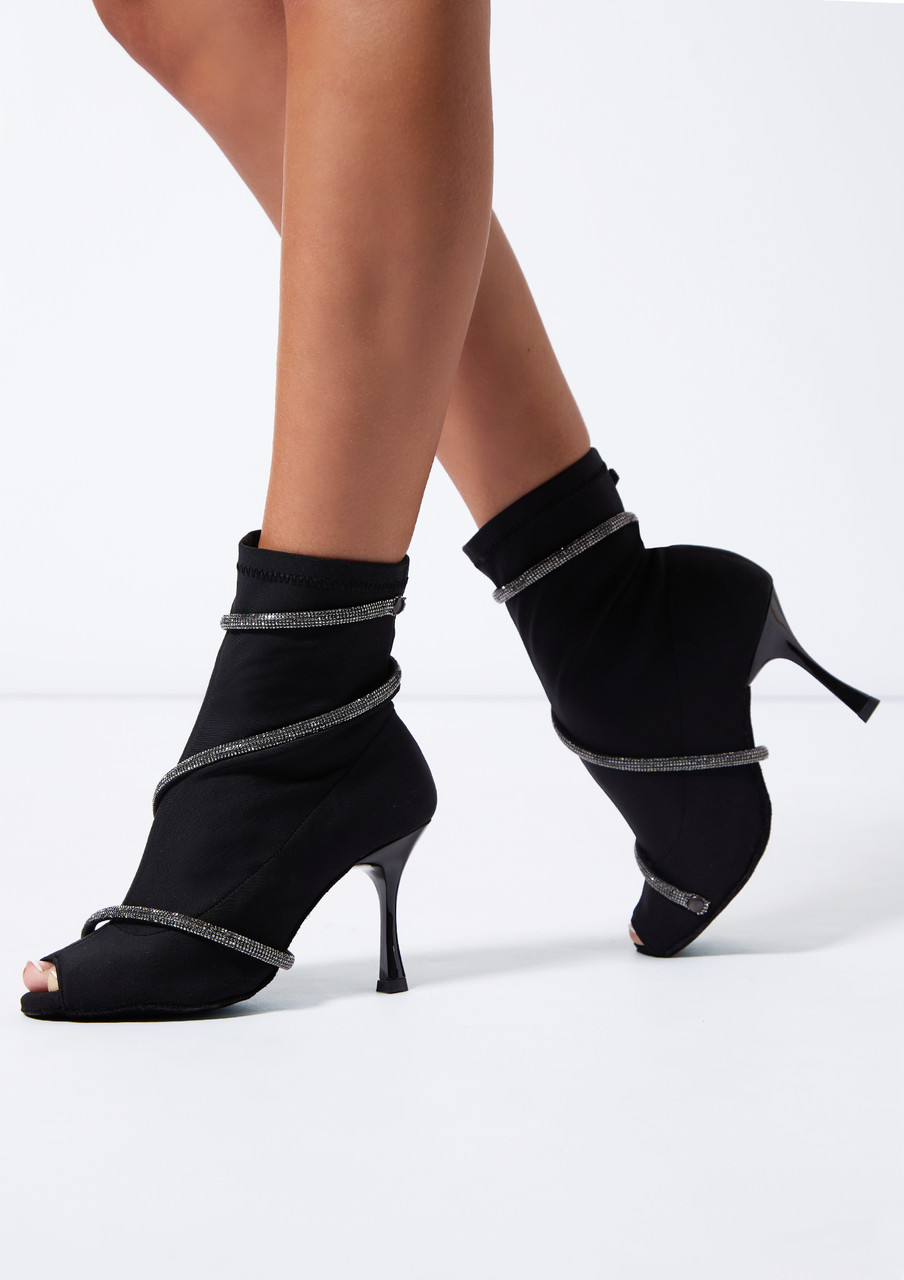 Scarpe Danza Professionale Stivali Da Ballo Latino Donna Punta Aperta Con Lacci - Per Salsa, Performance, Serate E Tempo Libero Stivali Da Ballo Performance
