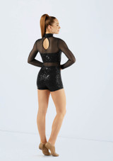 Weissman Sequin And Mesh Biketard Negro [Negro]