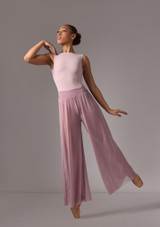 Pantaloni lunghi in tessuto trasparente a rete Grace Move Dance Malva francese Front 2 [Rosa]