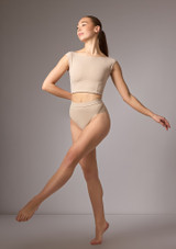 Crop top con maniche ad aletta Dahlia Move Dance Latte Front 2 [Marrone]