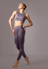 Crop top senza cuciture e maniche a canottiera Isabelle Move Dance Ardesia Front [Grigio]