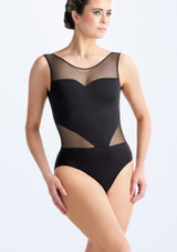 Maillot de malla sin mangas Danna Ballet Rosa Negro Delante [Negro]