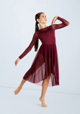 Weissman Mesh High-Low Midi Dress Black Cherry 20 [Nero]
