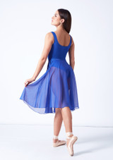 Mid-Calf Length Chiffon Skirt Blu Royal Back [Blu]