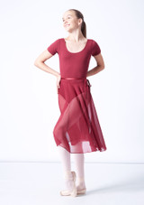 Mid-Calf Length Chiffon Skirt Borgogna Front [Rosso]