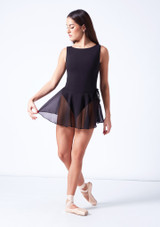 Short full circle chiffon skirt Nero Front [Nero]